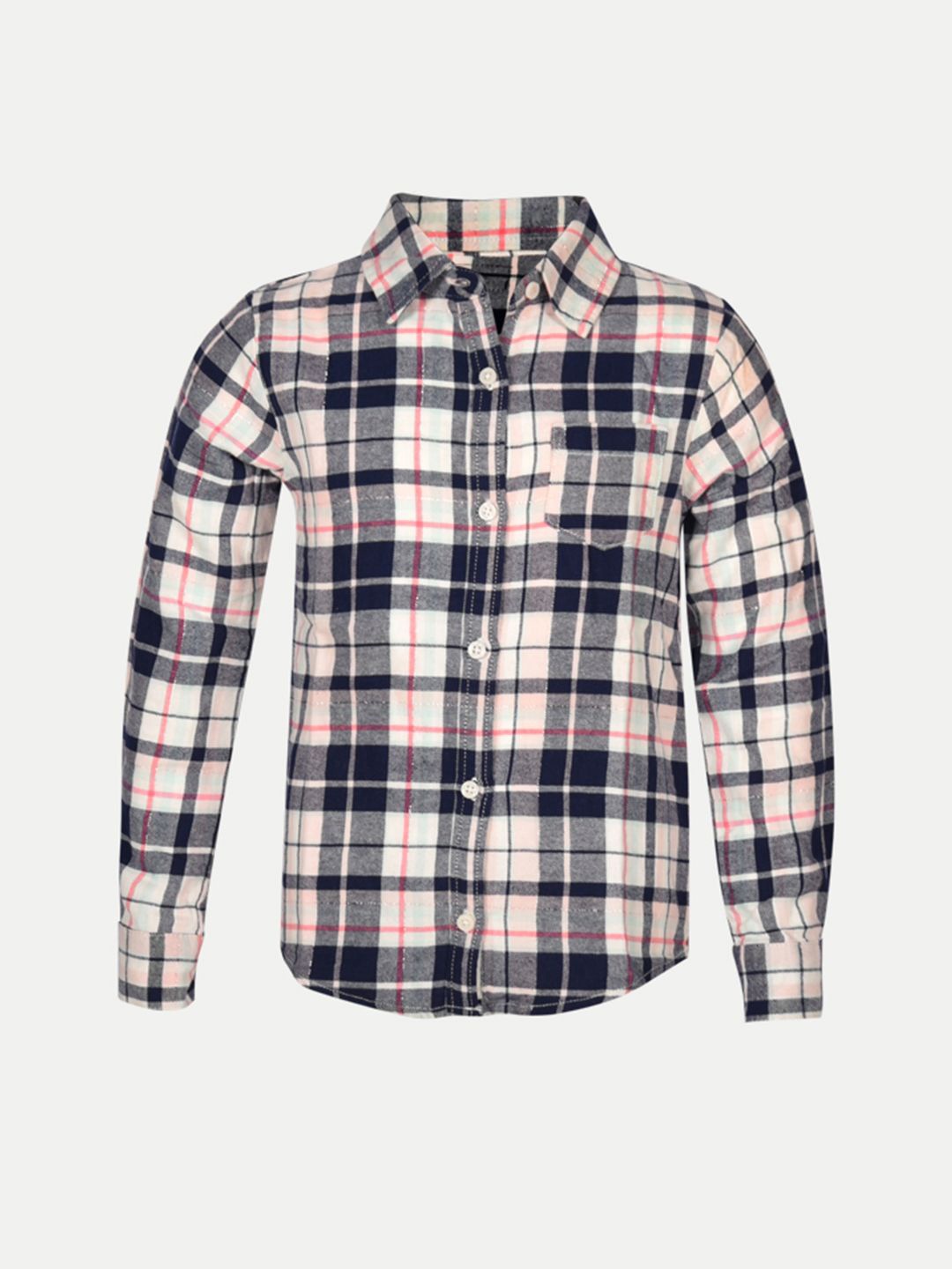 

BAESD Girls Tartan Checks Opaque Checked Casual Shirt, White