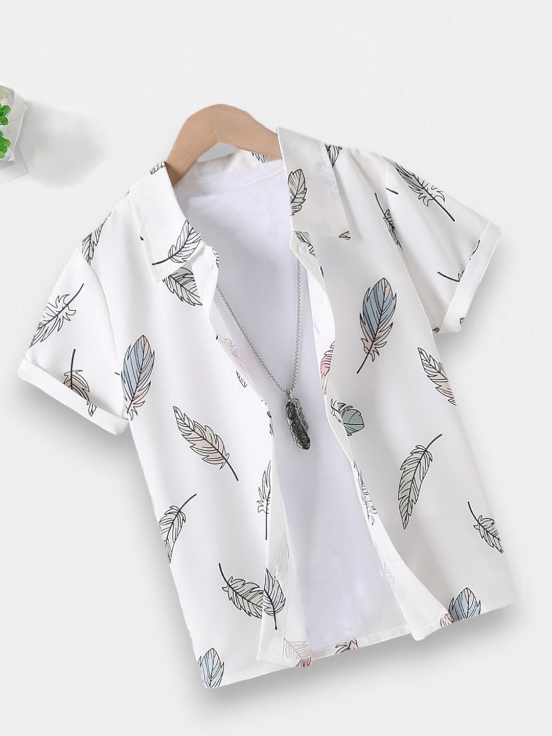 

BAESD Boys Classic Spread Collar Floral Printed Polycotton Formal Shirt, White