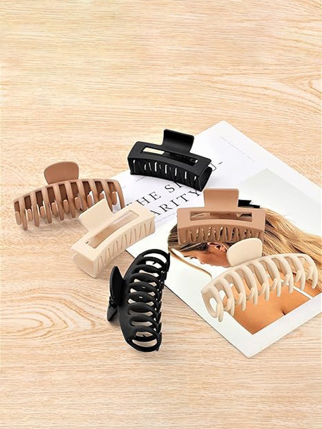

Xivir Set of 6 Women Claw Clip, Beige
