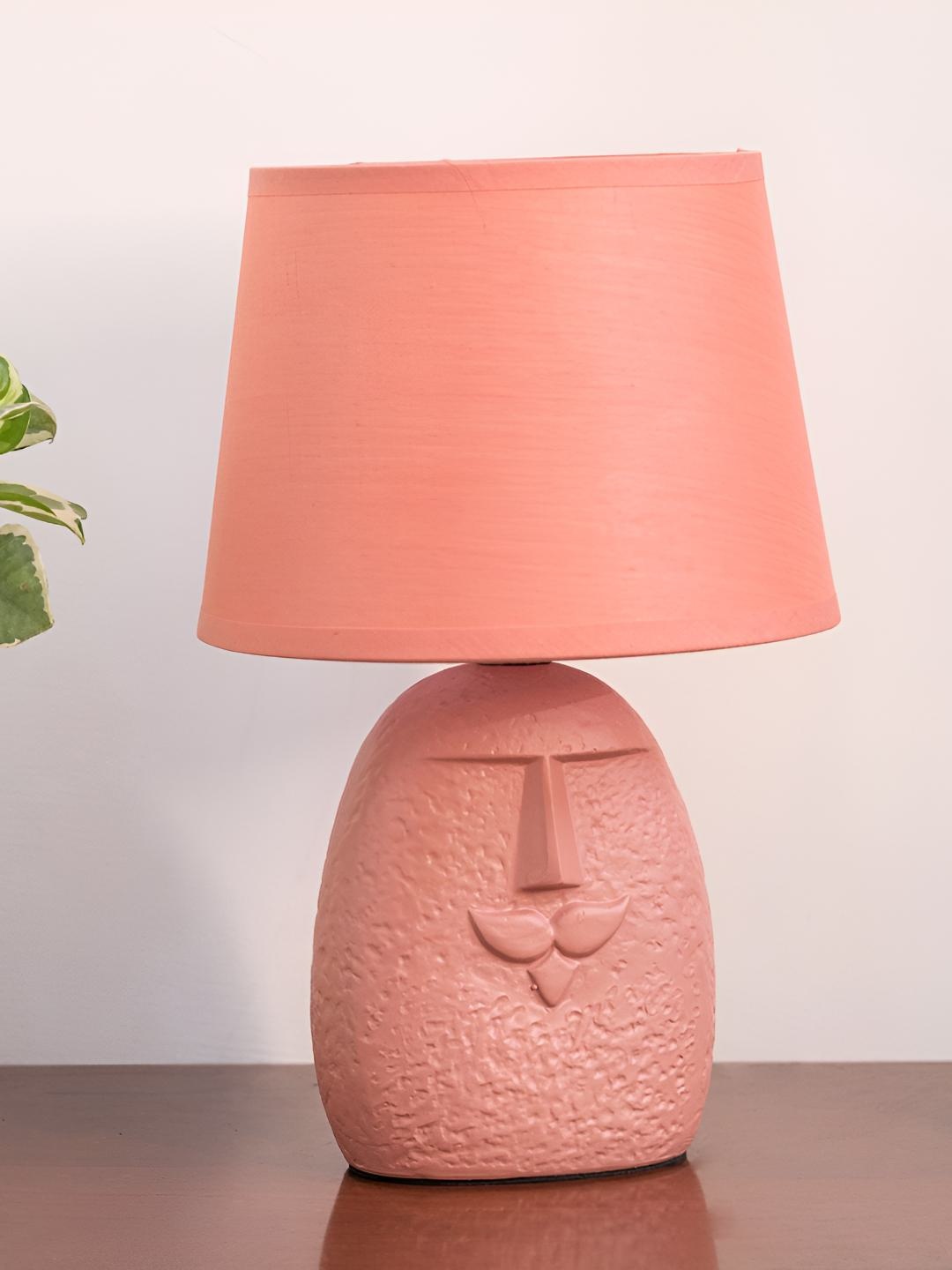 

CORAL TREE Orange Textured Ceramic Cylindrical Shaped Table Lamp