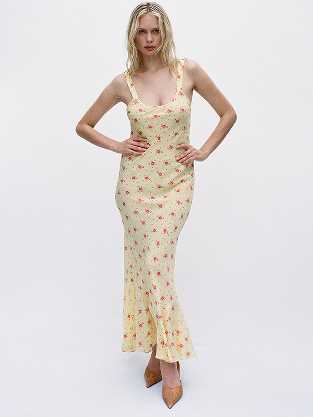 

LULU & SKY Floral Printed Sleeveless Maxi Dress, Yellow