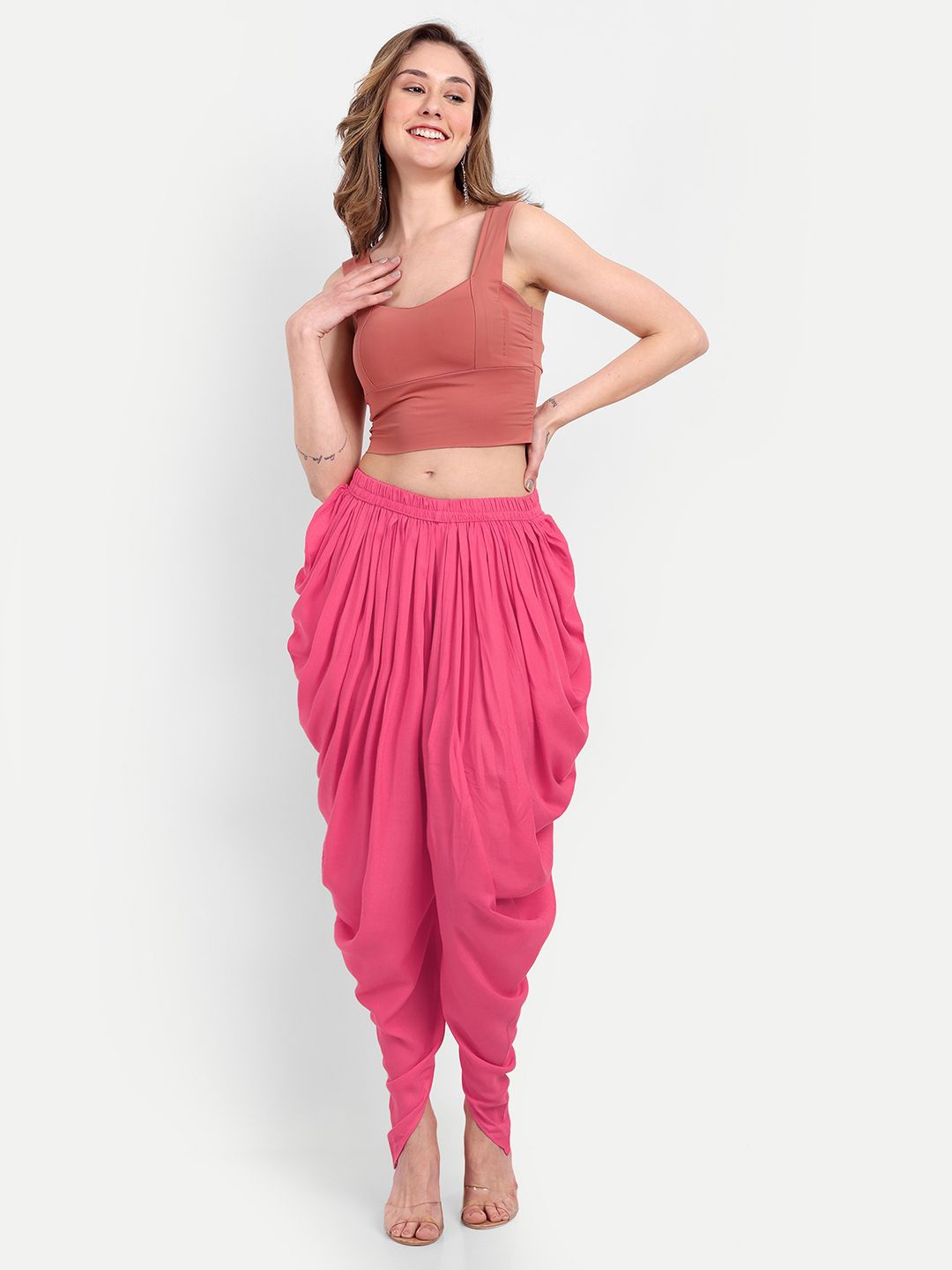 

Sajke Women Solid Dhoti Pant, Pink