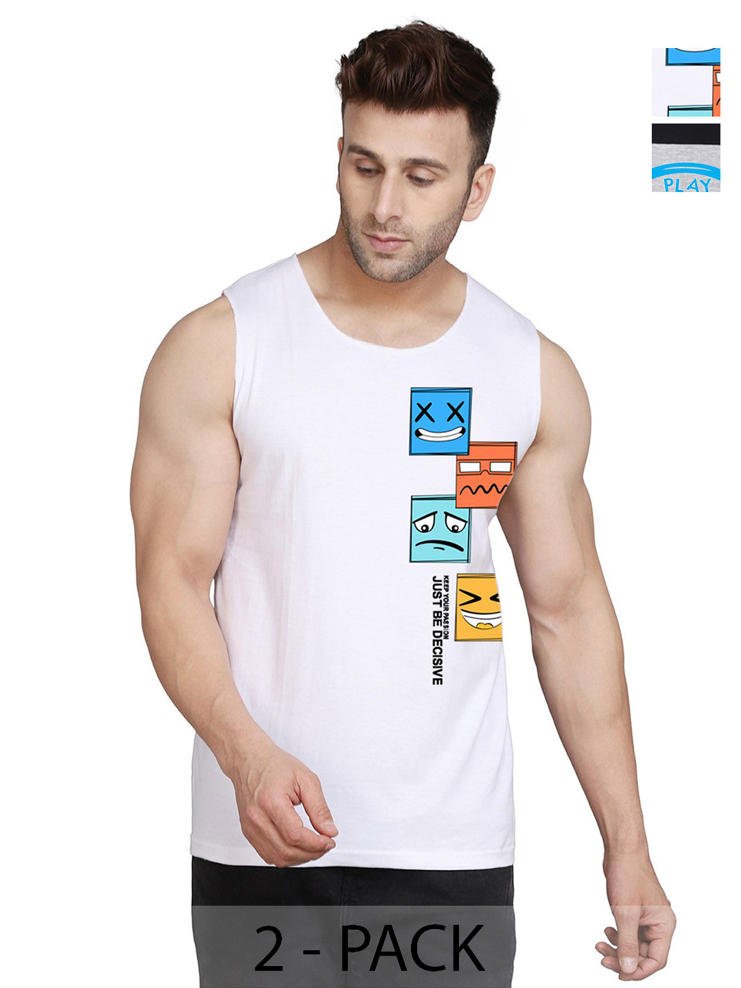 

SLOWLORIS Men Pack Of 2 Typography Printed Round Neck Cotton Slim Fit T-Shirts, Black