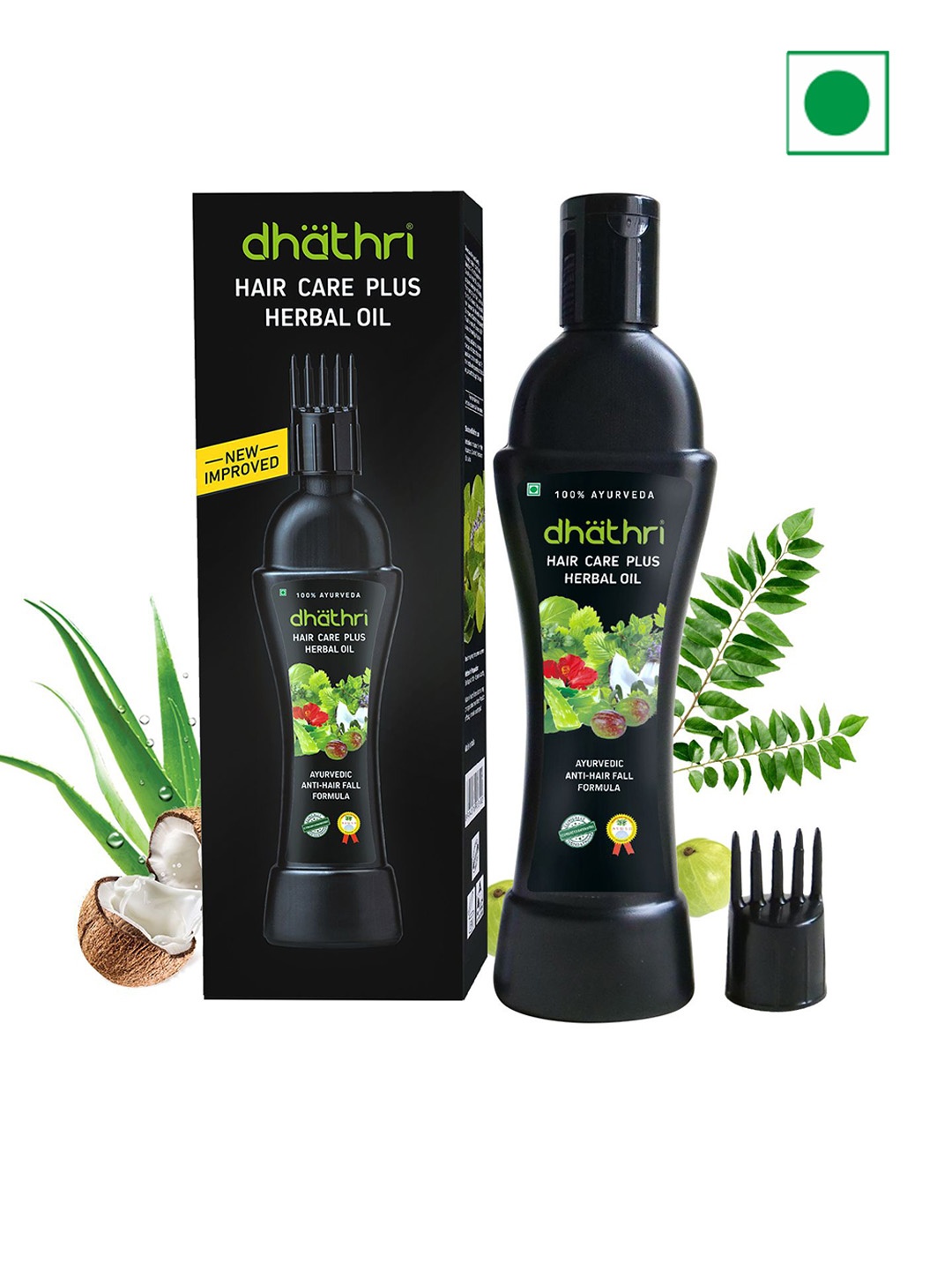 

Dhathri Ayurvedic Hair Care Plus Herbal Oil With Anti Hair Fall Formula - 200ml, Black