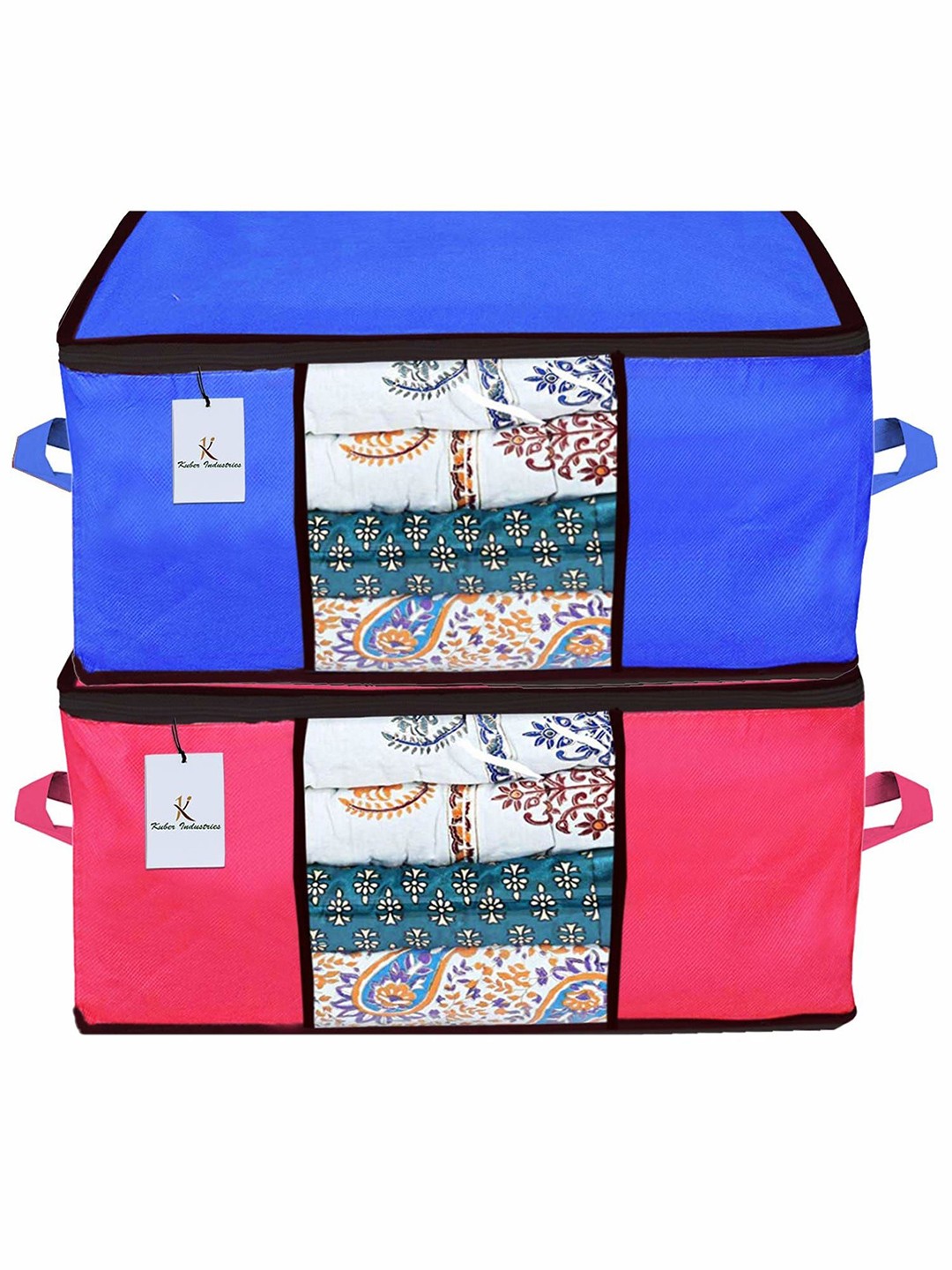

Kuber Industries Blue & Pink 2 Pieces Underbed Drawer Organisers