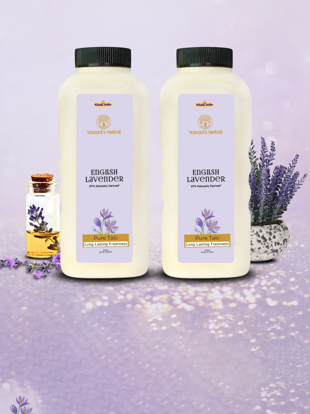 

Vagads Set Of 2 English Lavender Pure Talcum Powder - 100g Each