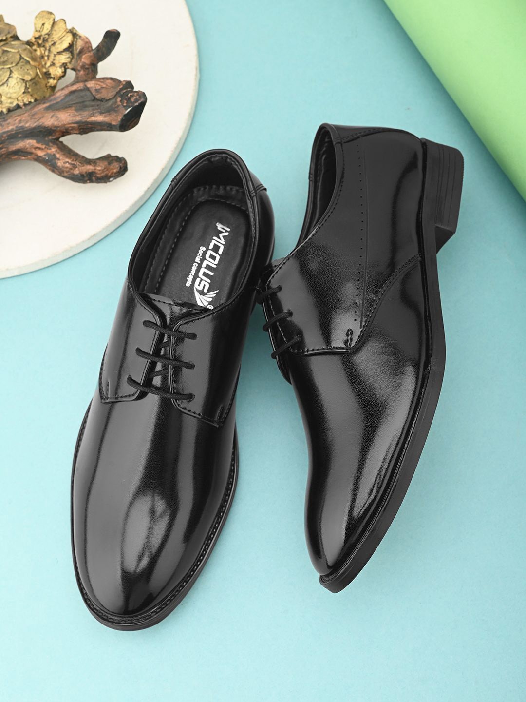 

IMCOLUS Men Leather PU Derbys, Black