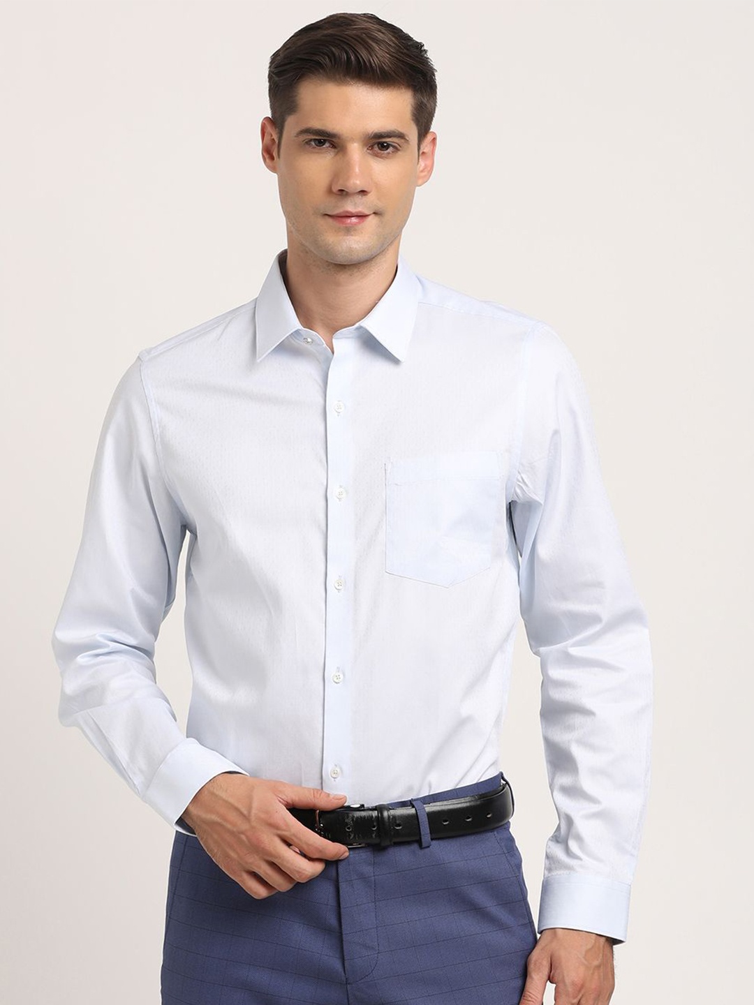 

Turtle Men Classic Spread Collar Solid Cotton Slim Fit Party Shirt, White