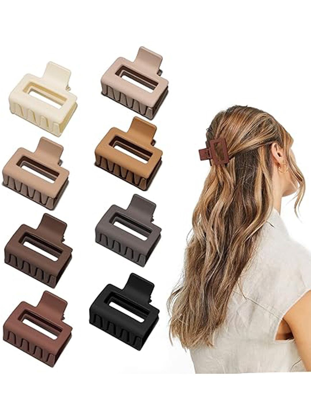 

Xivir Set of 8 Women Claw Clip, Brown