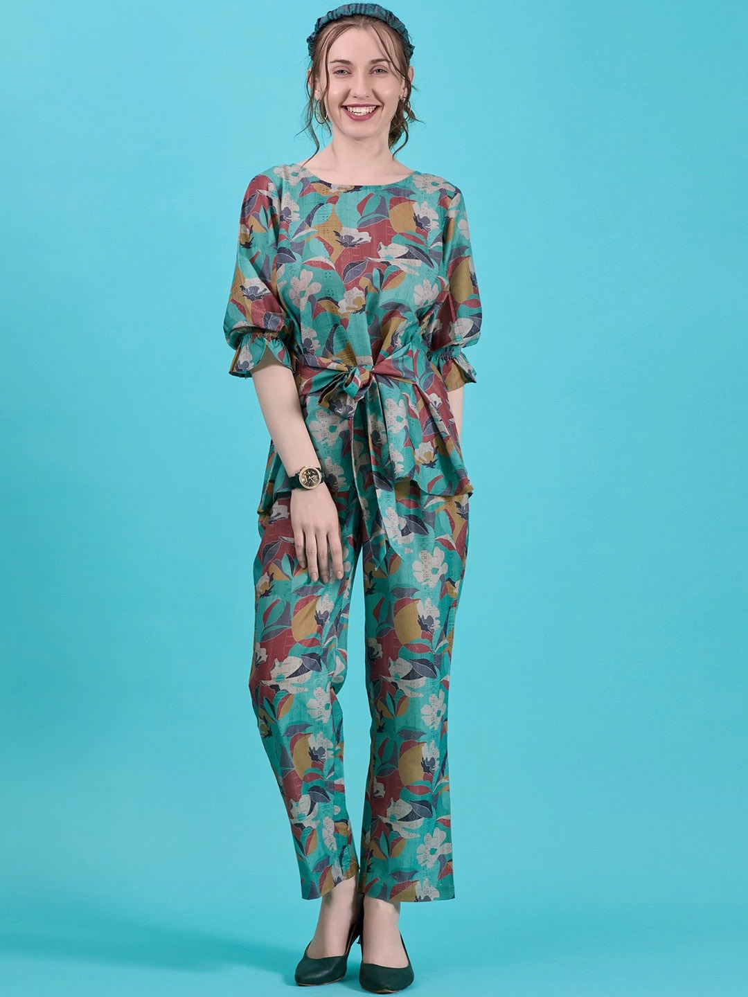

AmarAsha Printed Top & Trousers, Green