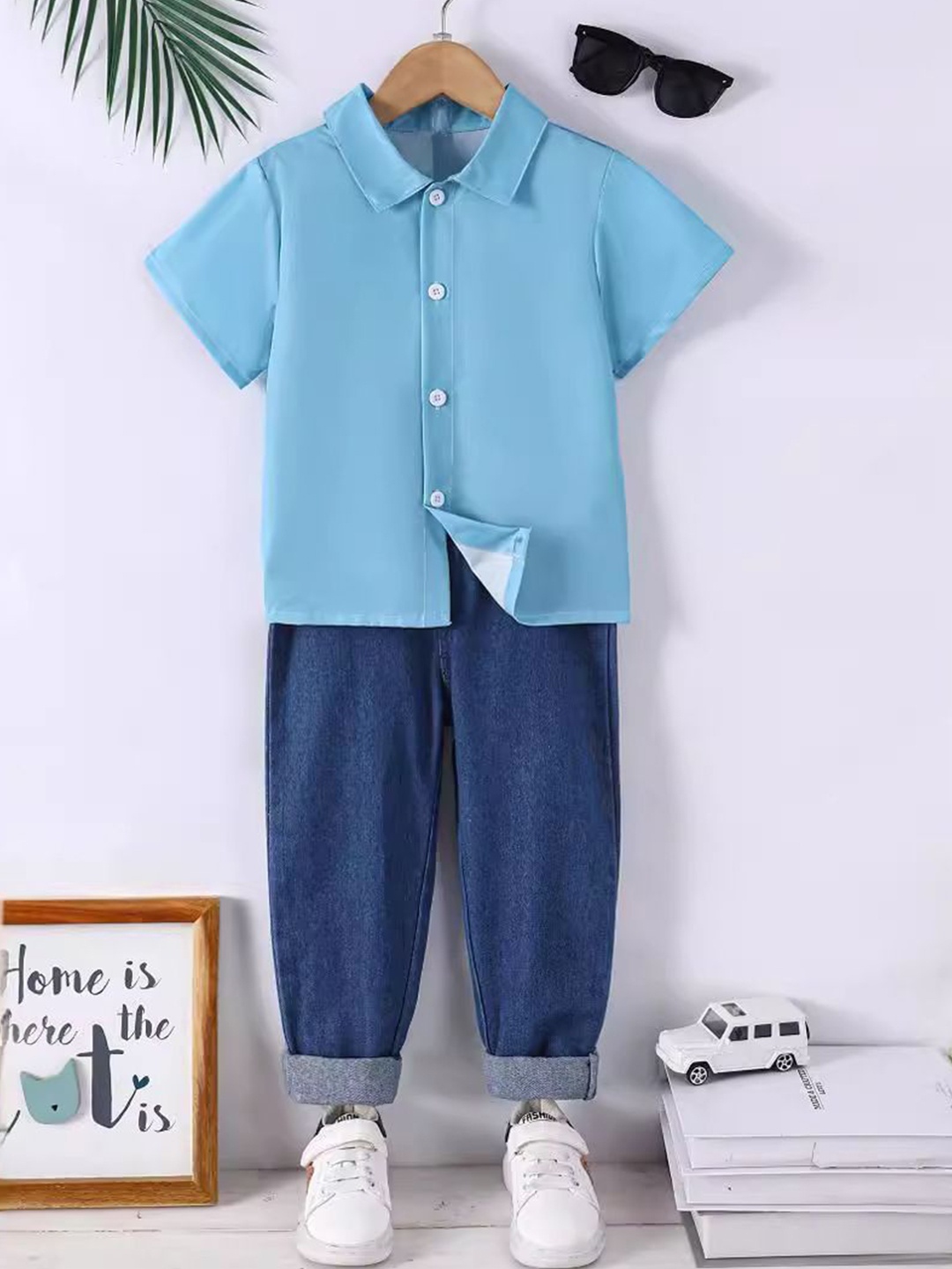 

StyleCast Boys Blue Cotton Shirt With Trousers