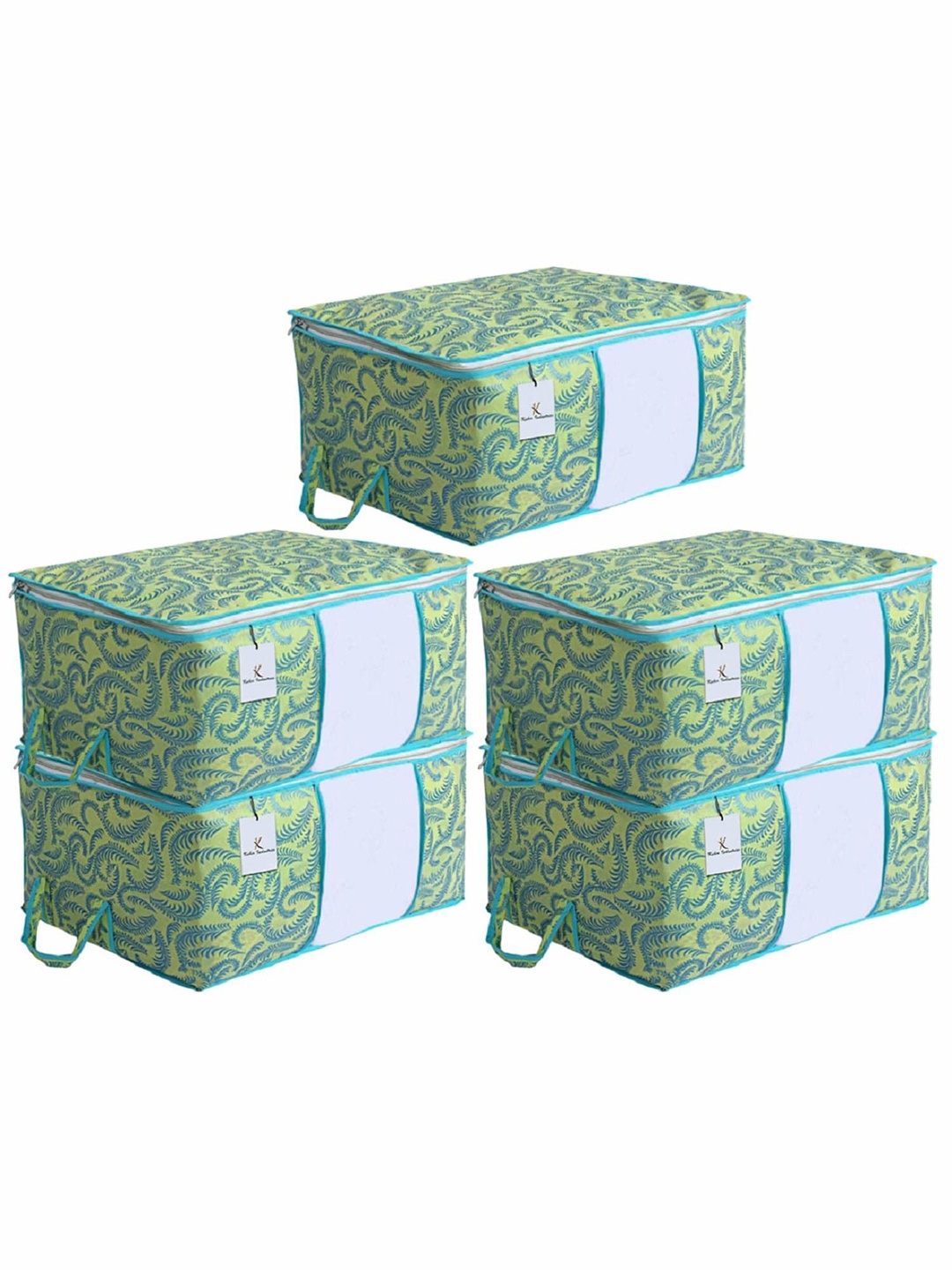 

Kuber Industries Olive Green & Blue 5 Pieces Underbed Drawer Organisers