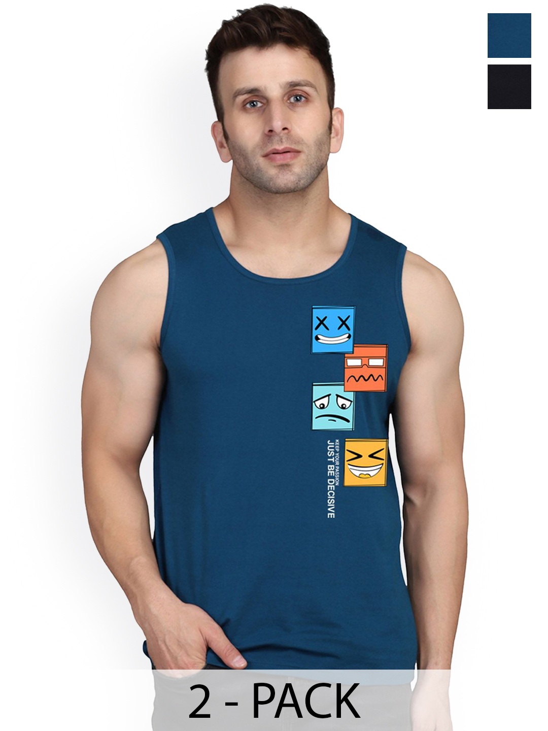 

SLOWLORIS Pack Of 2 Printed Gym Vests, Black