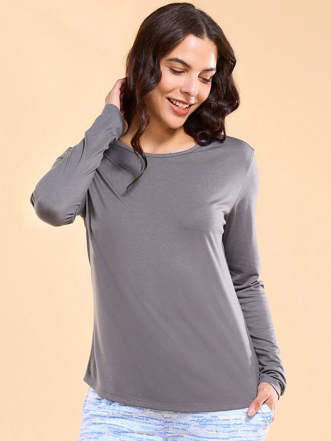 

Enamor Relaxed Fit Cozy T-Shirt-E309, Grey