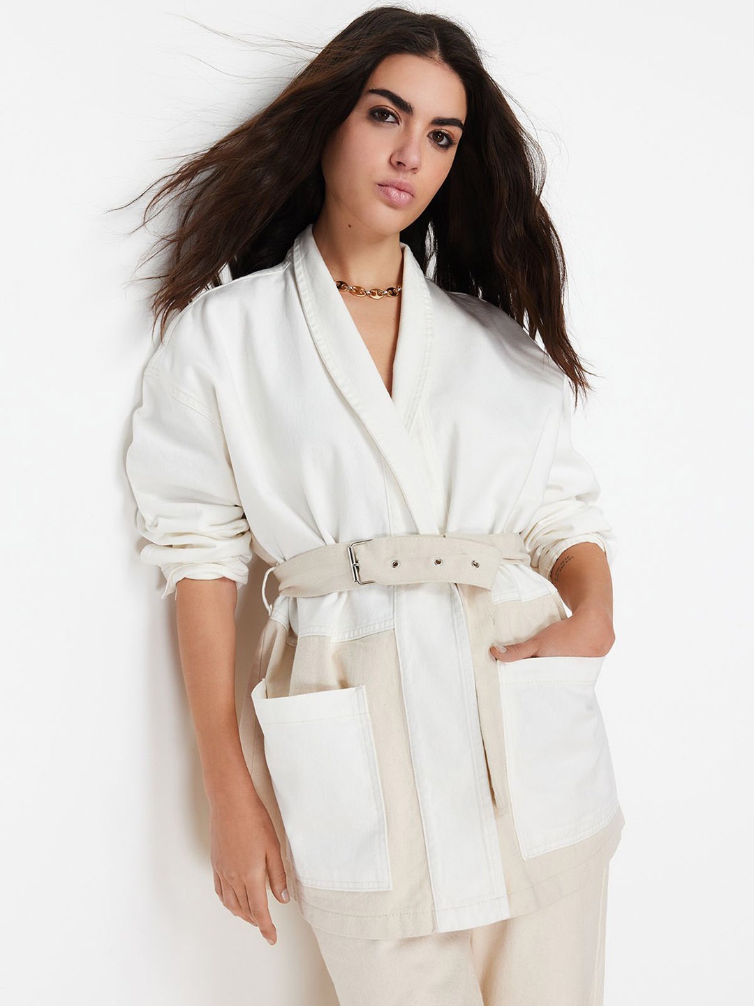 

Trendyol Women Longline Open Front Jacket, Na