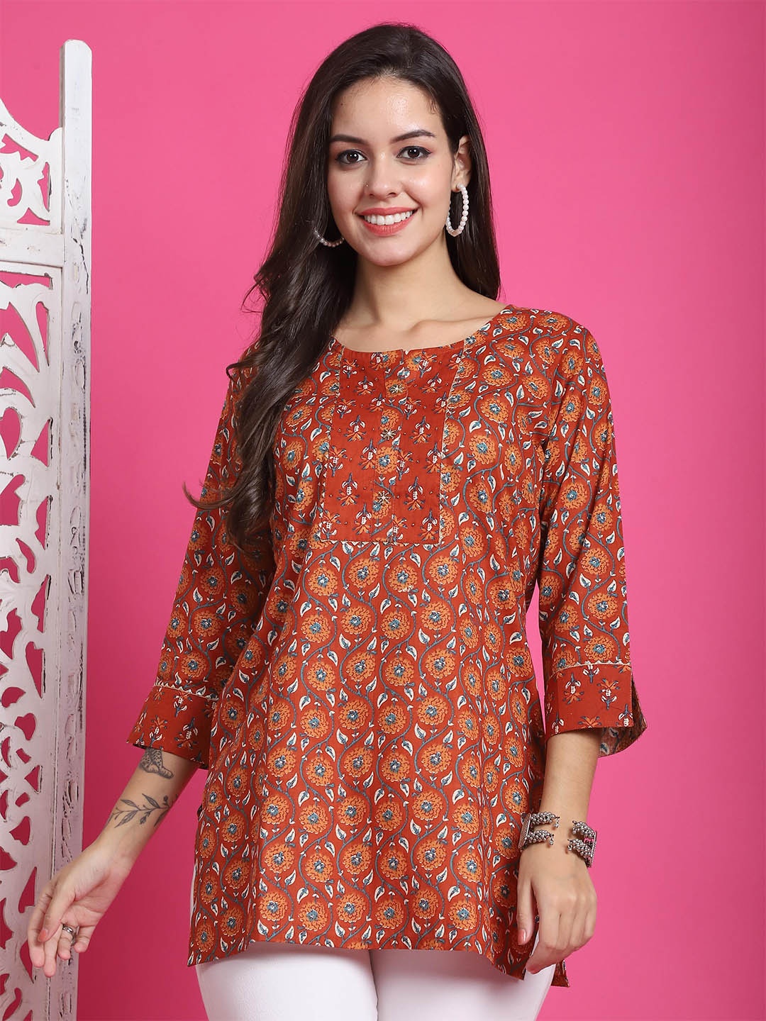 

Rajnandini Printed Tunic, Orange
