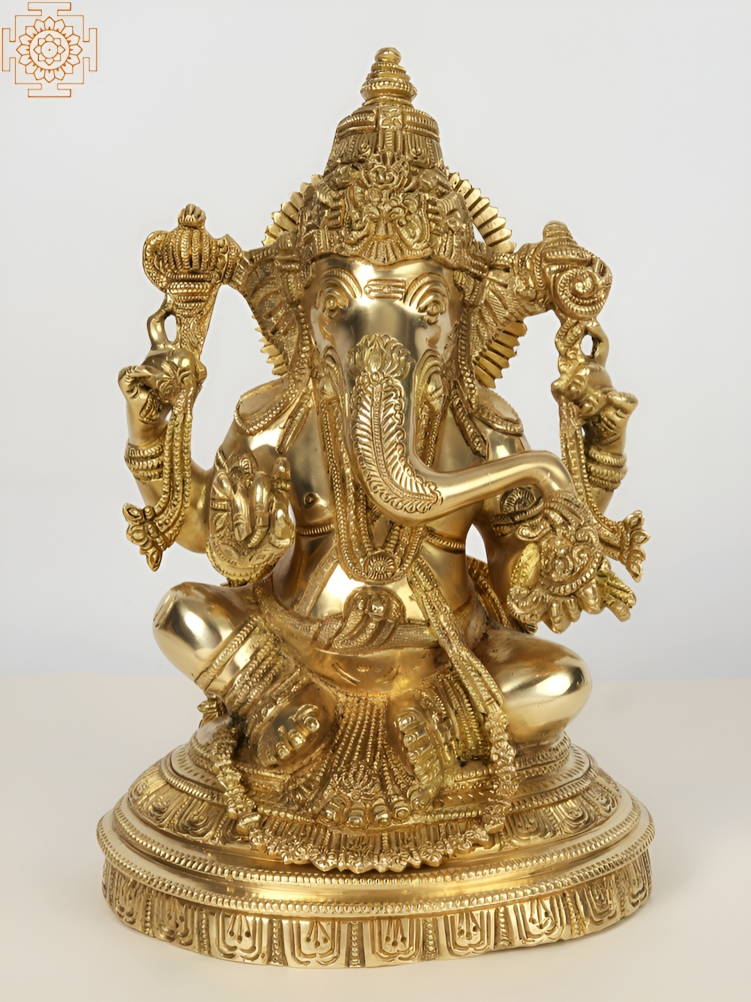 

Exotic India Gold-Toned Lord Ganesha Religious Brass Idol Showpiece