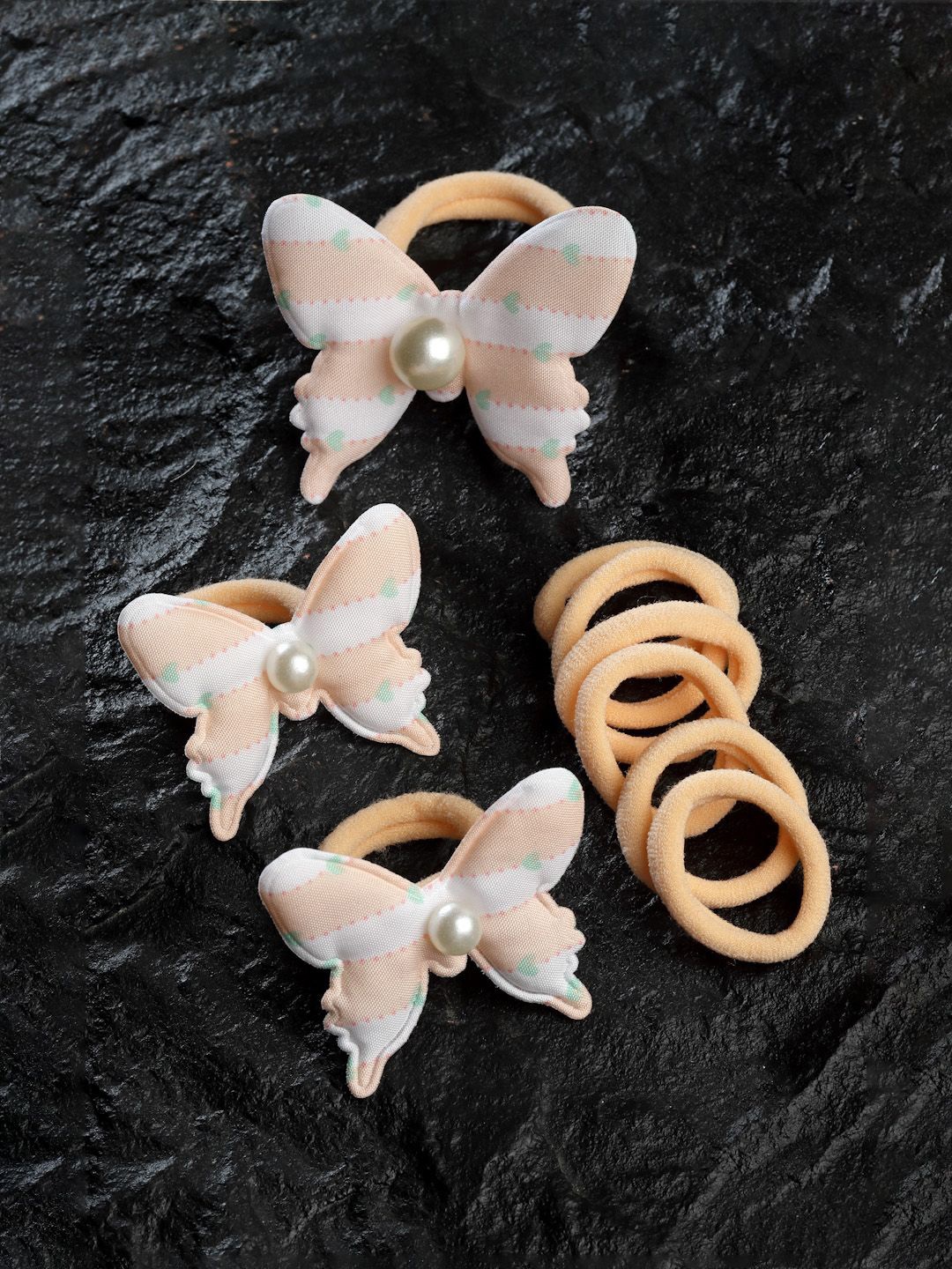 

Stoln Girls Set Of 9 Ponytail Holders, Cream