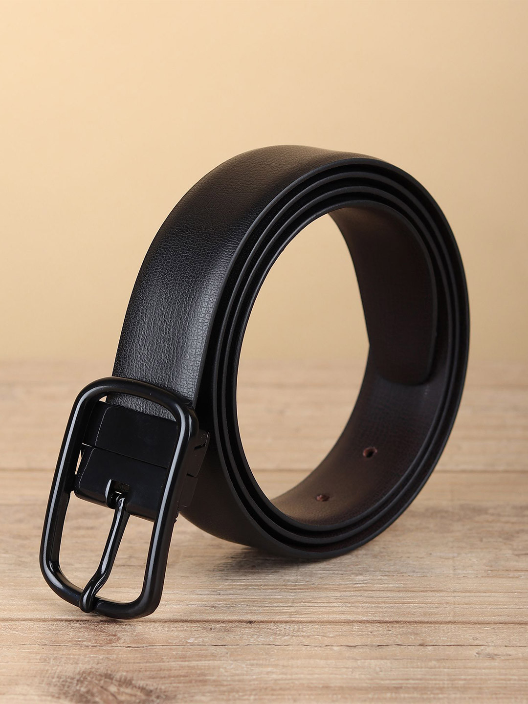 

WINSOME DEAL Men Tang Closure Textured Formal Belt, Black
