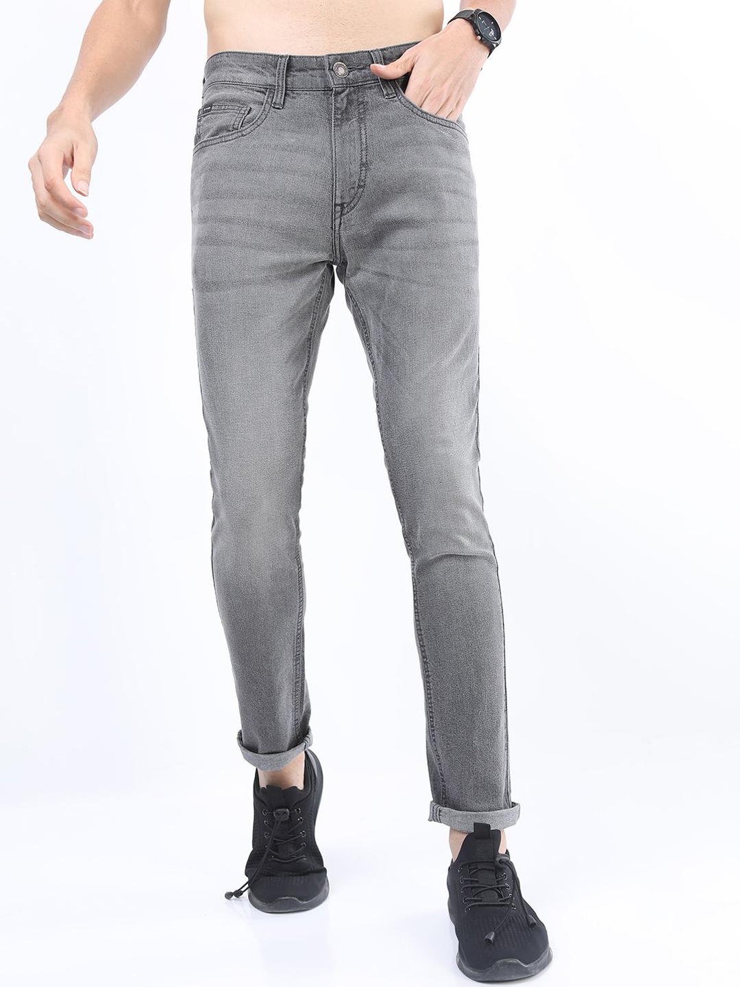 

HIGHLANDER Men Skinny Fit Light Fade Stretchable Jeans, Grey