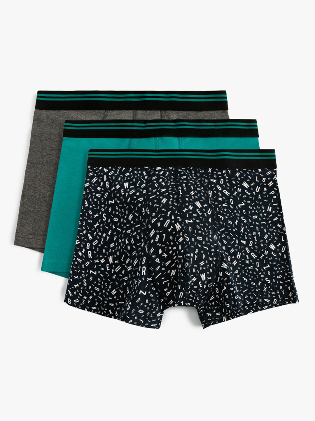 

Koton Pack Of 3 Men Printed Mid-Rise Cotton Trunks 8684287565081-989, Green