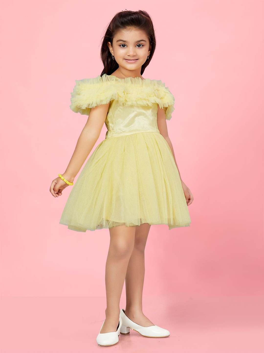 

BAESD Girls Frilled Fit & Flare Dress, Yellow
