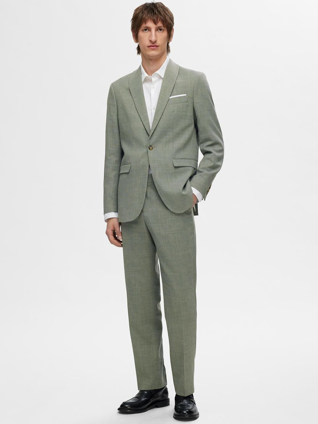 

SELECTED Slim-Fit Single-Breasted Formal Blazer, Green