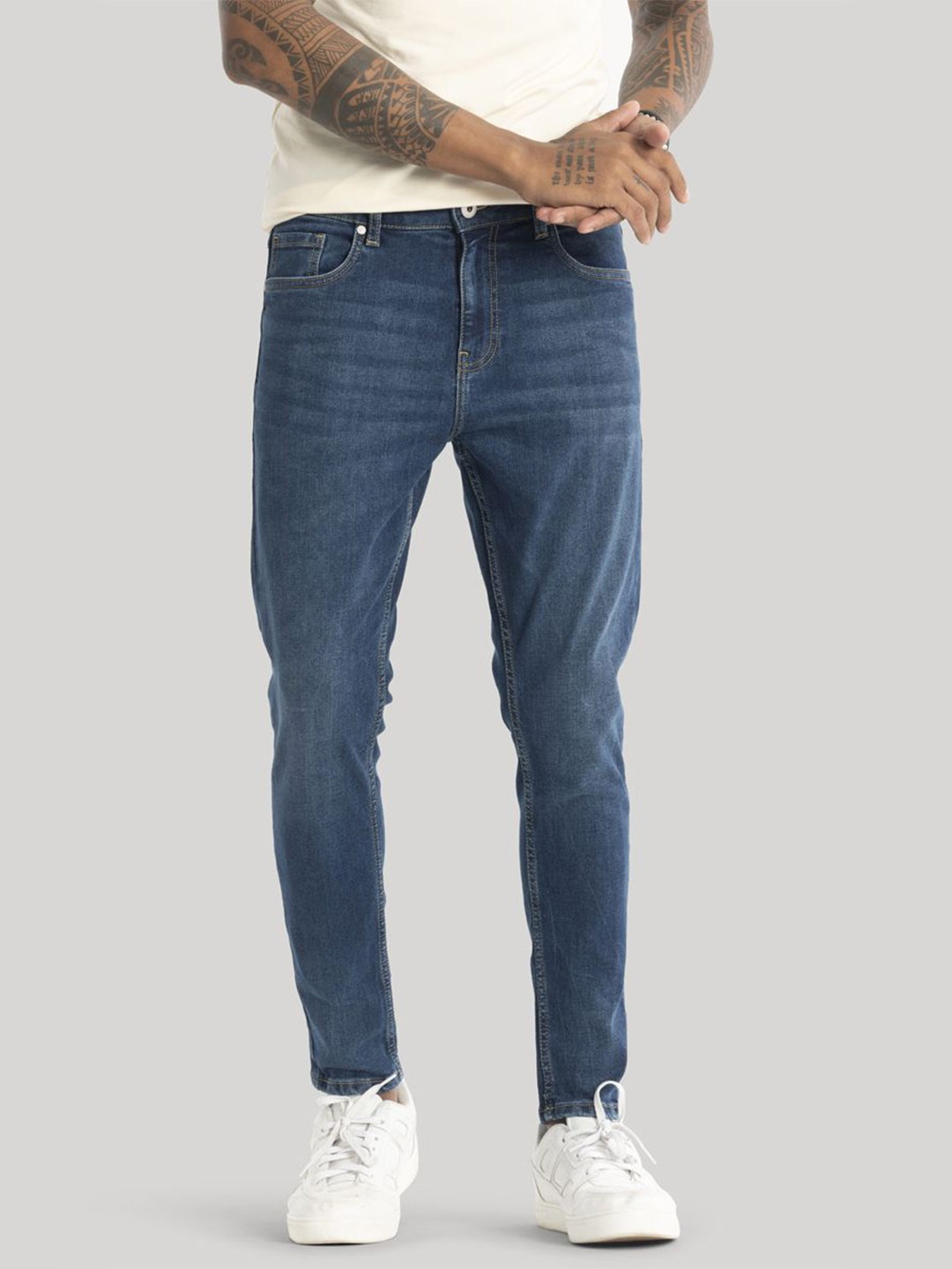 

Snitch Men Narrow Skinny Fit Light Fade Stretchable Jeans, Blue