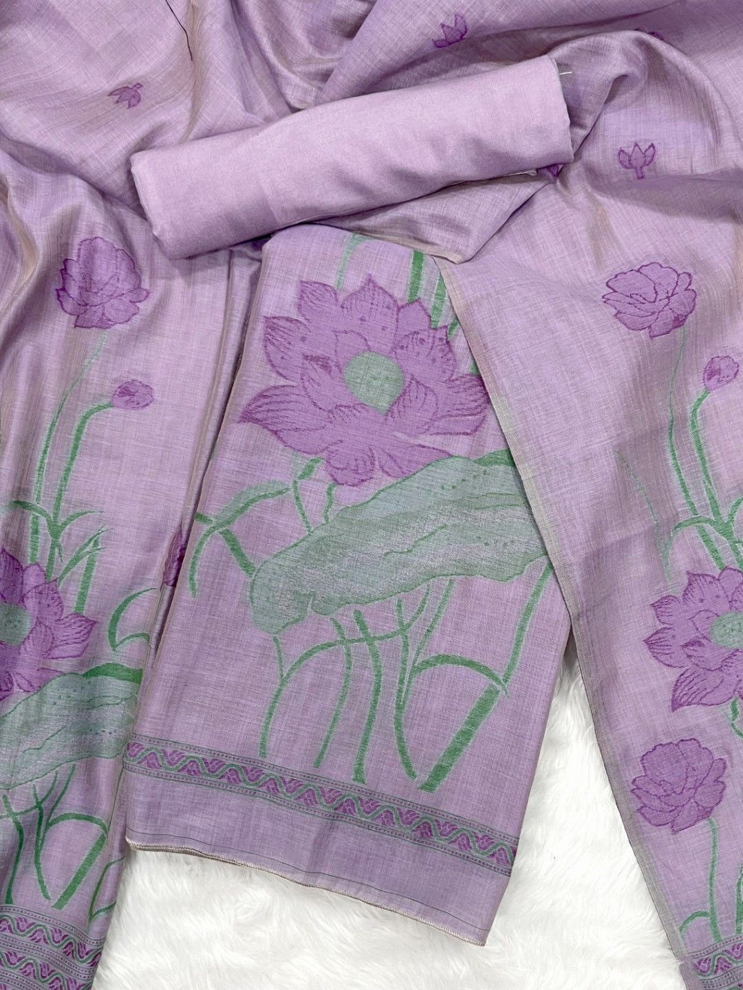 

ZARIMO Floral Woven Design Pure Cotton Unstitched Dress Material, Purple