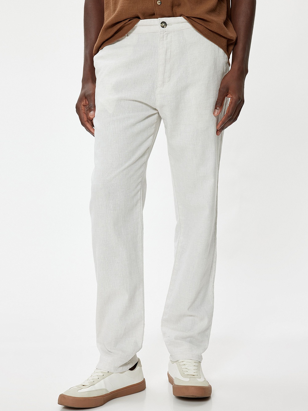 

Koton Men Regular Fit Mid-Rise Chinos Trousers, Beige
