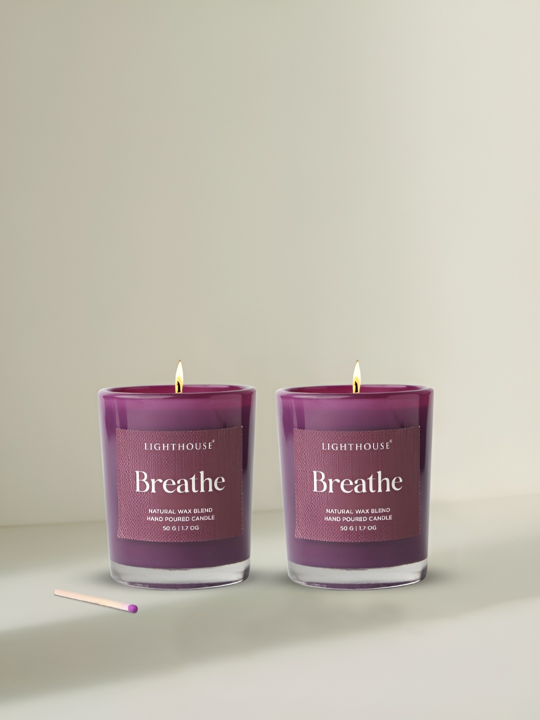 

LIGHTHOUSE CANDLE Purple 2 Pieces Lighthouse Candle Scented Glass Candles- Breathe