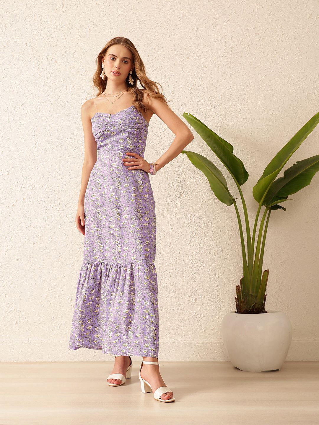 

STREET 9 Women Floral Printed Drop-Waist Dress, Lavender