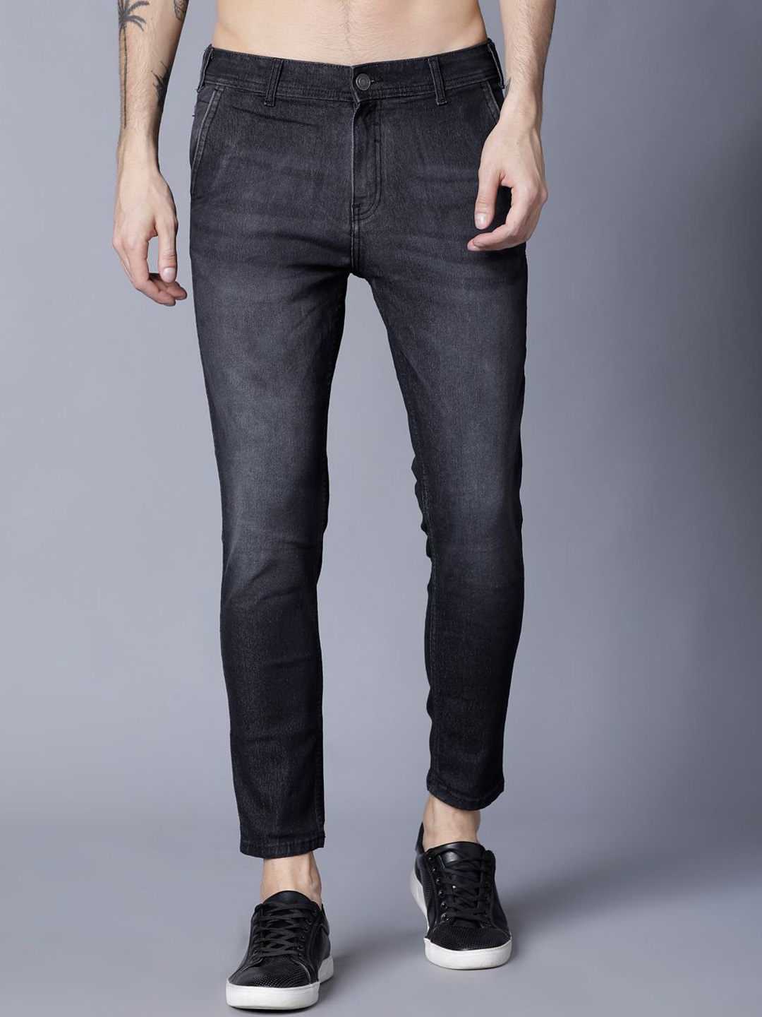 

HIGHLANDER Men Skinny Fit Light Fade Stretchable Jeans, Black