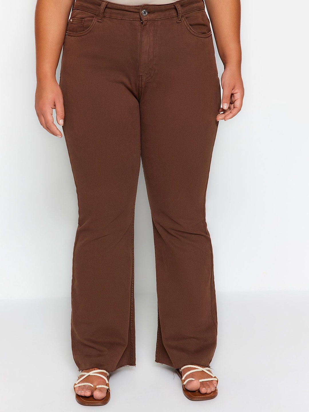 

Trendyol Women Plus Size Mid-Rise Jeans, Brown