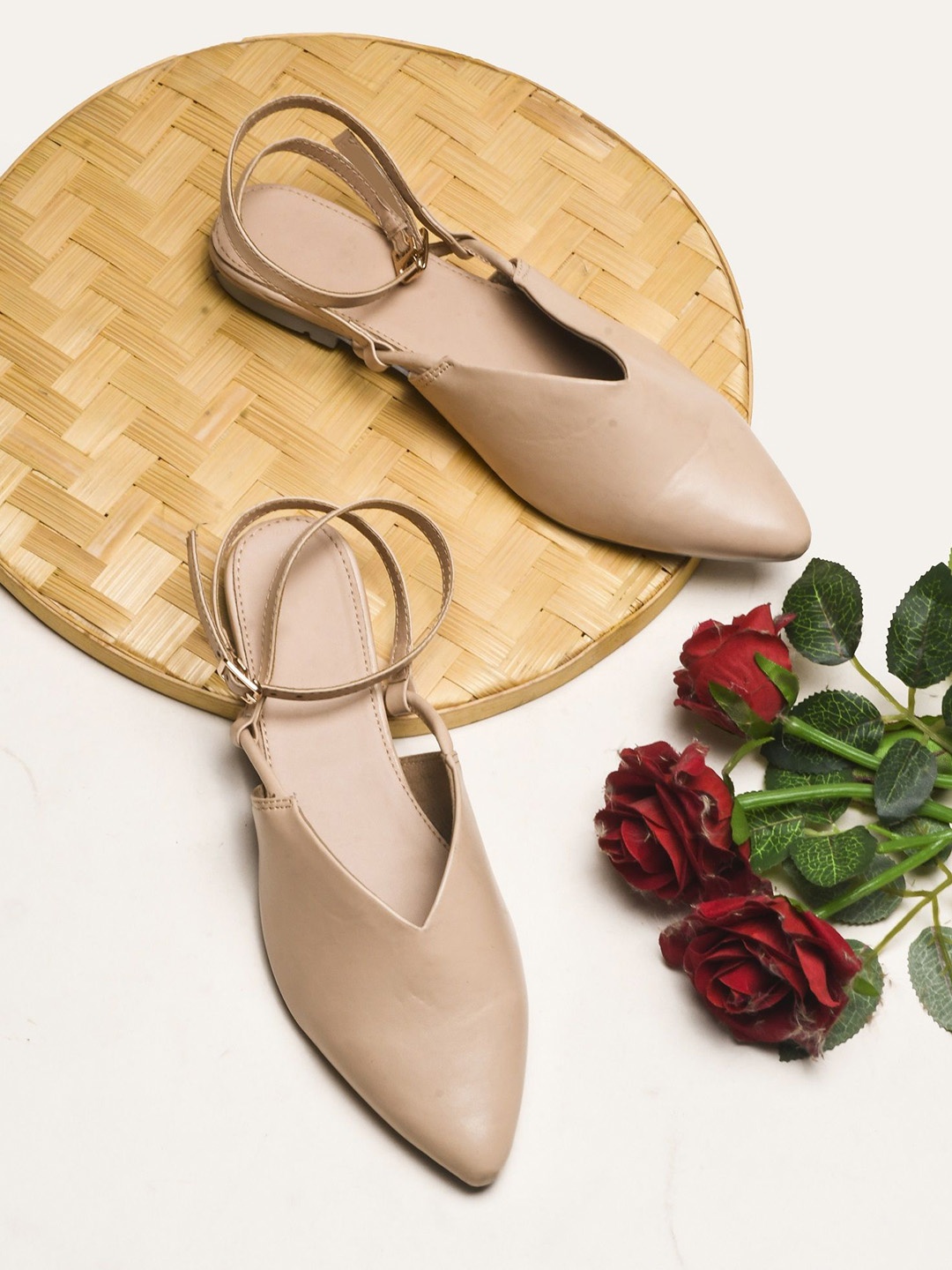 

Try Me Women Pointed Toe Mules Flats, Nude