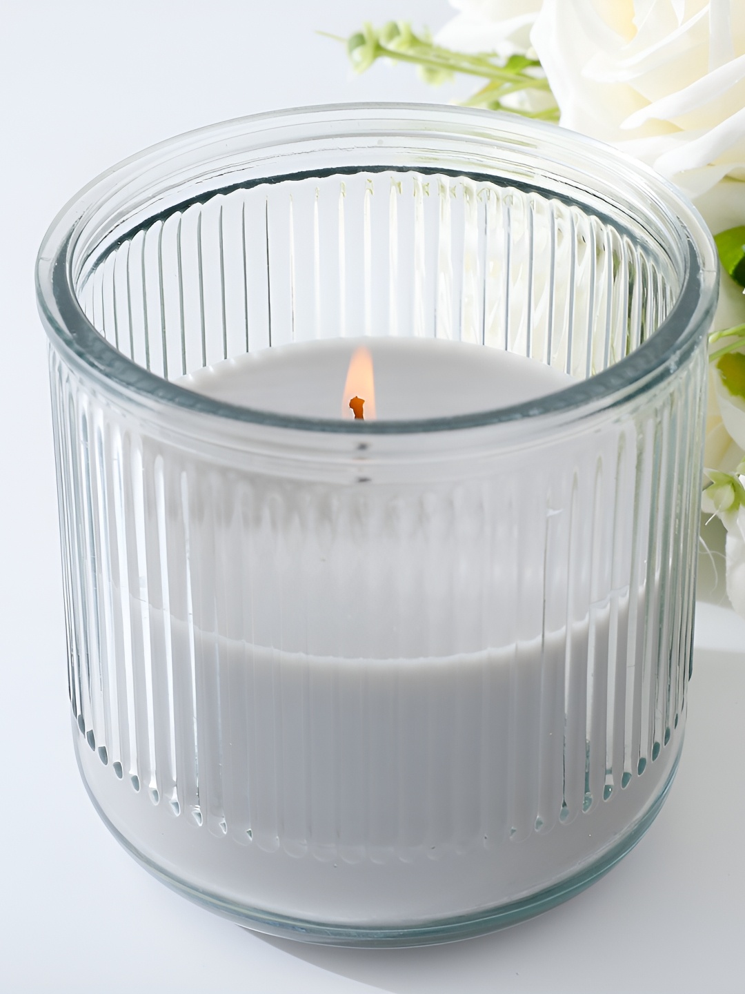 

UMAI Transparent Textured Teak Wood Scented Jar Candle