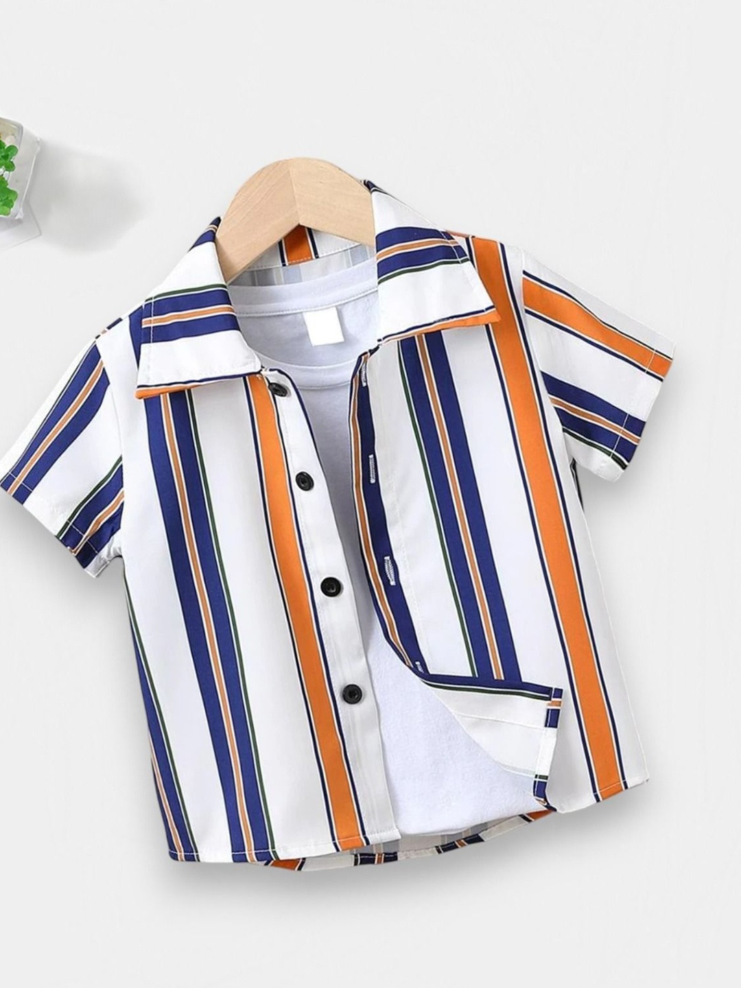 

BAESD Boys Classic Spread Collar Striped Polycotton Formal Shirt, White