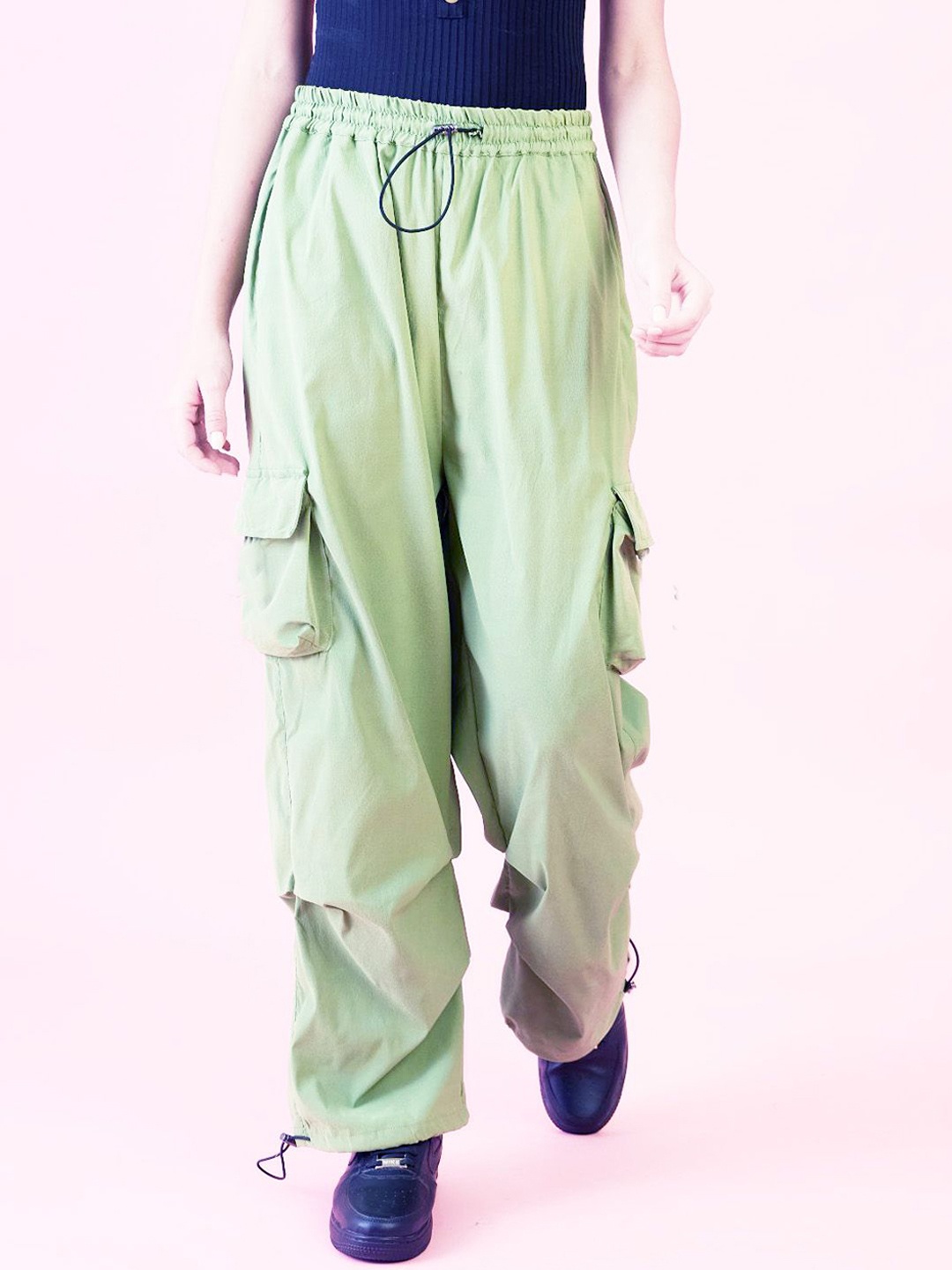 

BAESD Girls High-Rise Comfort Loose Fit Cargos Trousers, Green