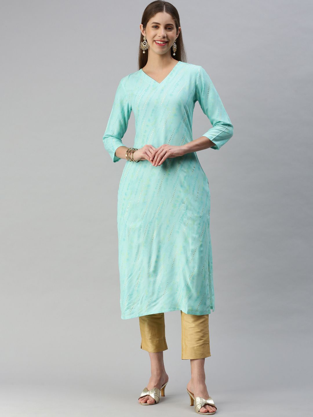

KALINI Abstract Printed Straight Kurta, Blue