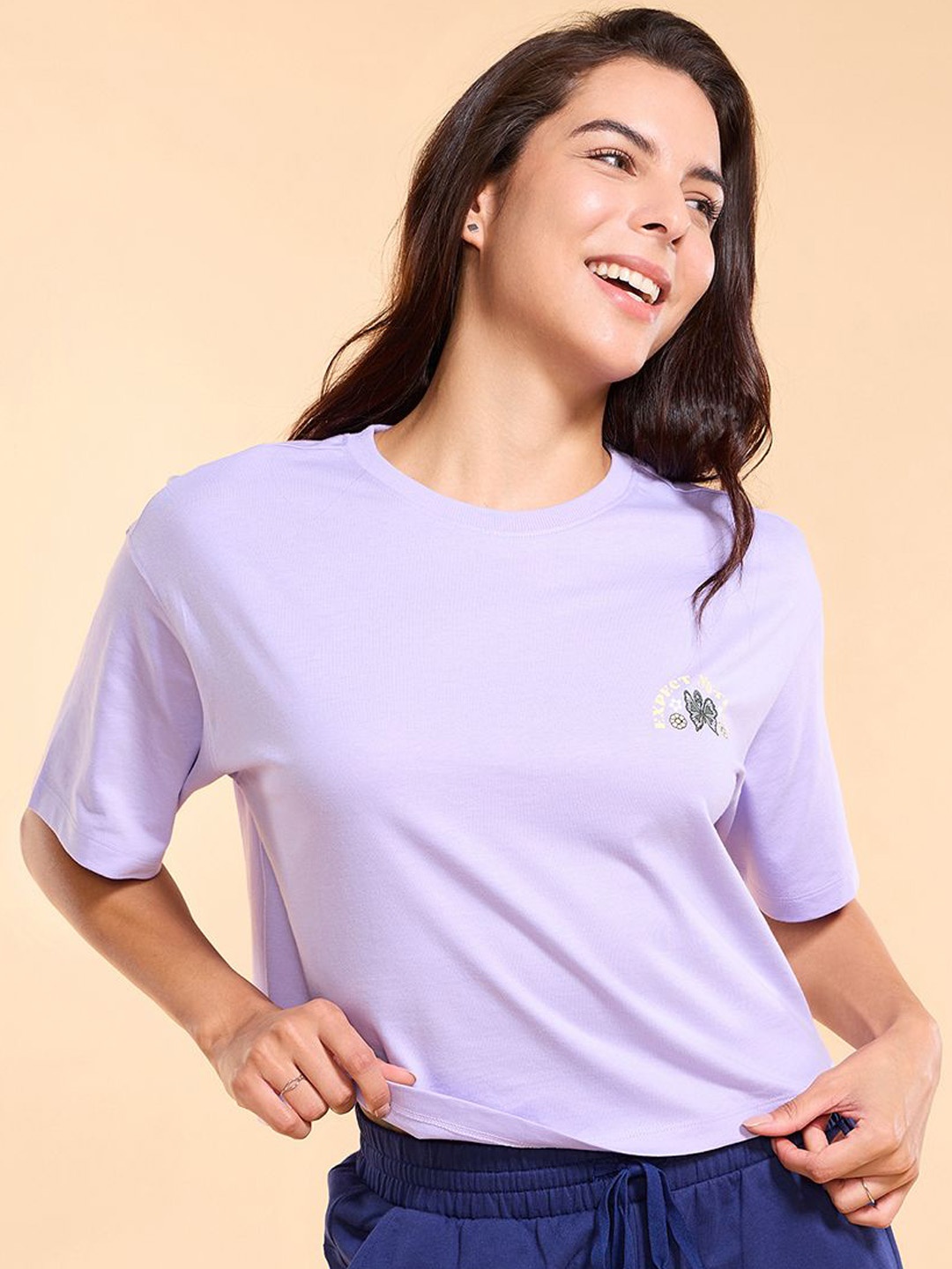 

Enamor Graphic Design Cotton S/JSY T-Shirt-E3G5, Lavender