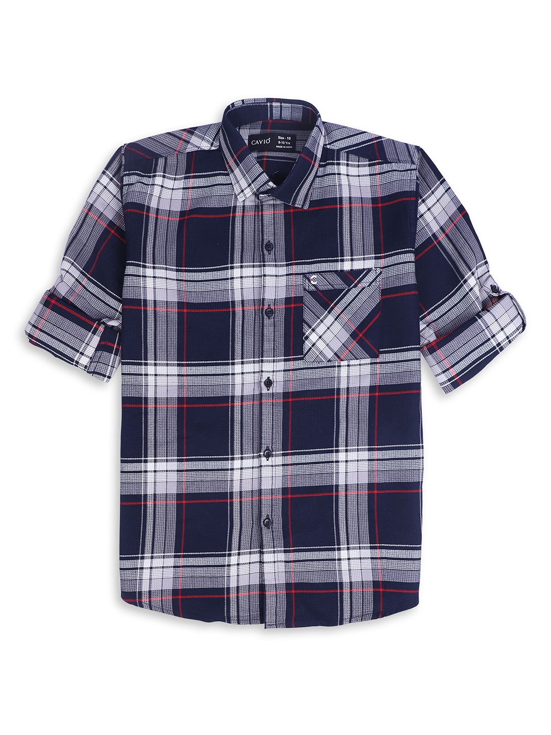 

CAVIO Boys Comfort Spread Collar Abstract Printed Cotton Casual Shirt, Navy blue