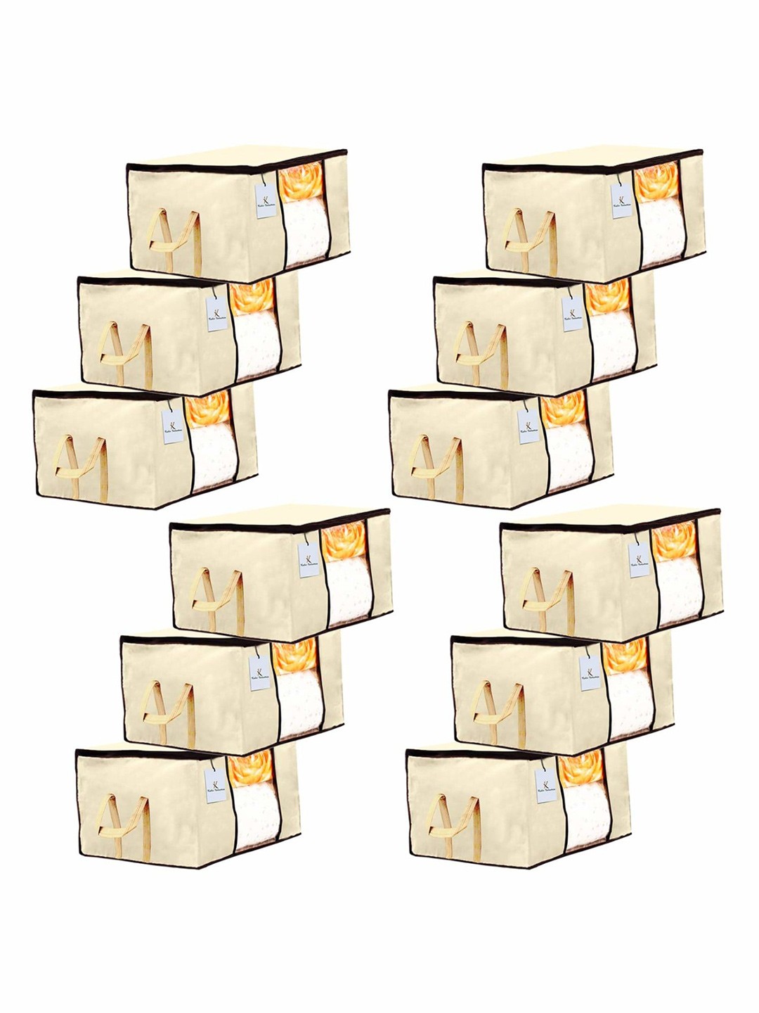 

Kuber Industries Off White & Black 12 Pieces Drawer Organisers
