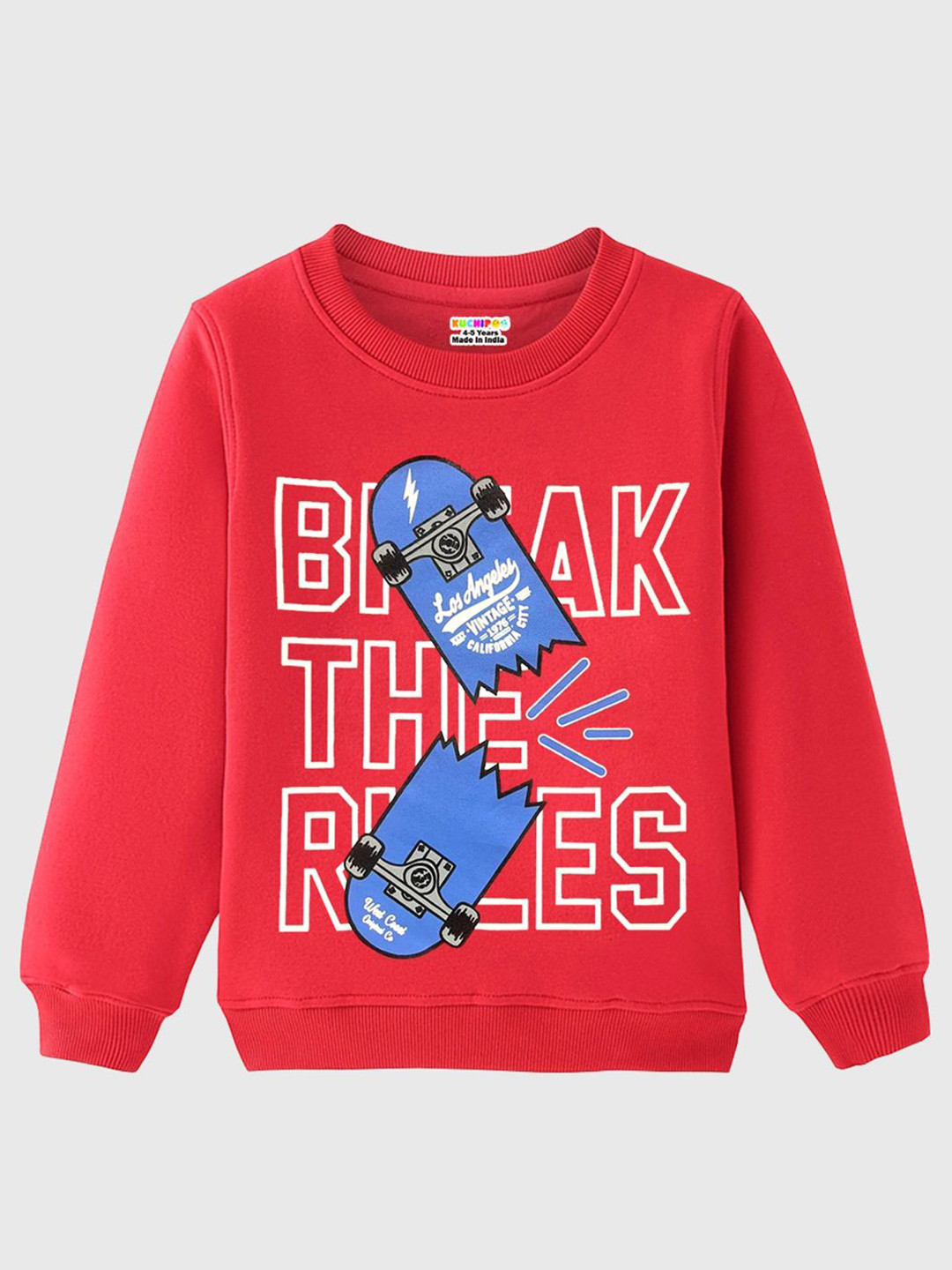

KUCHIPOO Boys Printed Sweatshirt, Red