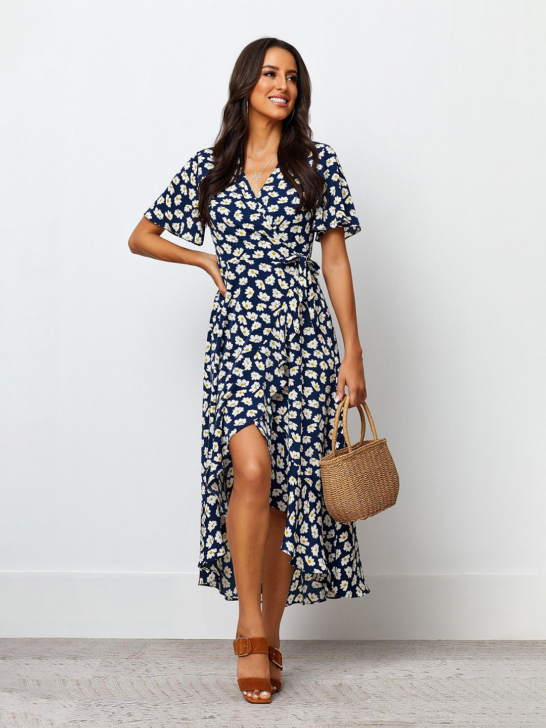 

The Roadster Lifestyle Co Printed Short Sleeve Dresses, Navy blue