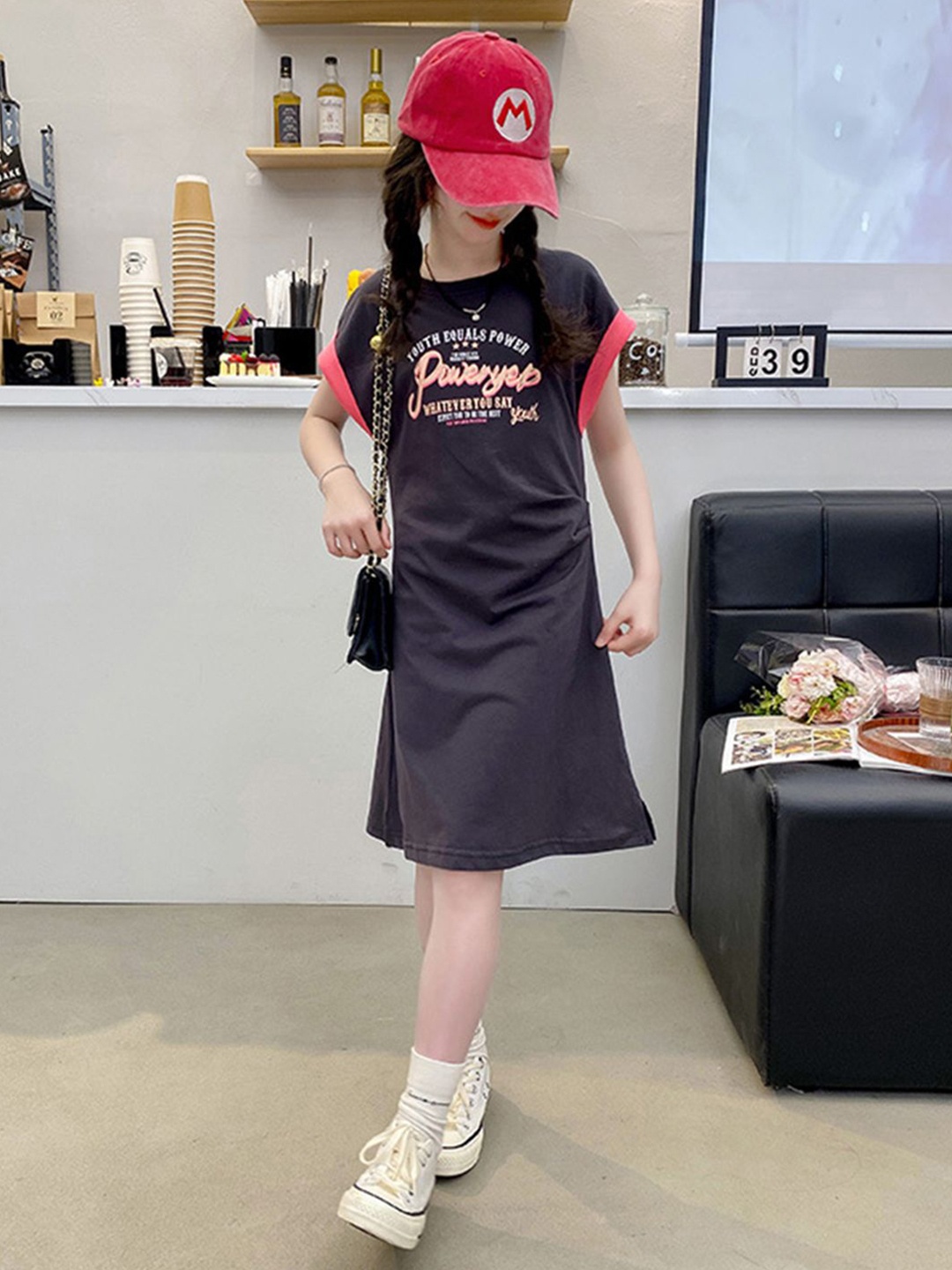 

INCLUD Girls Printed T-shirt Dress, Black