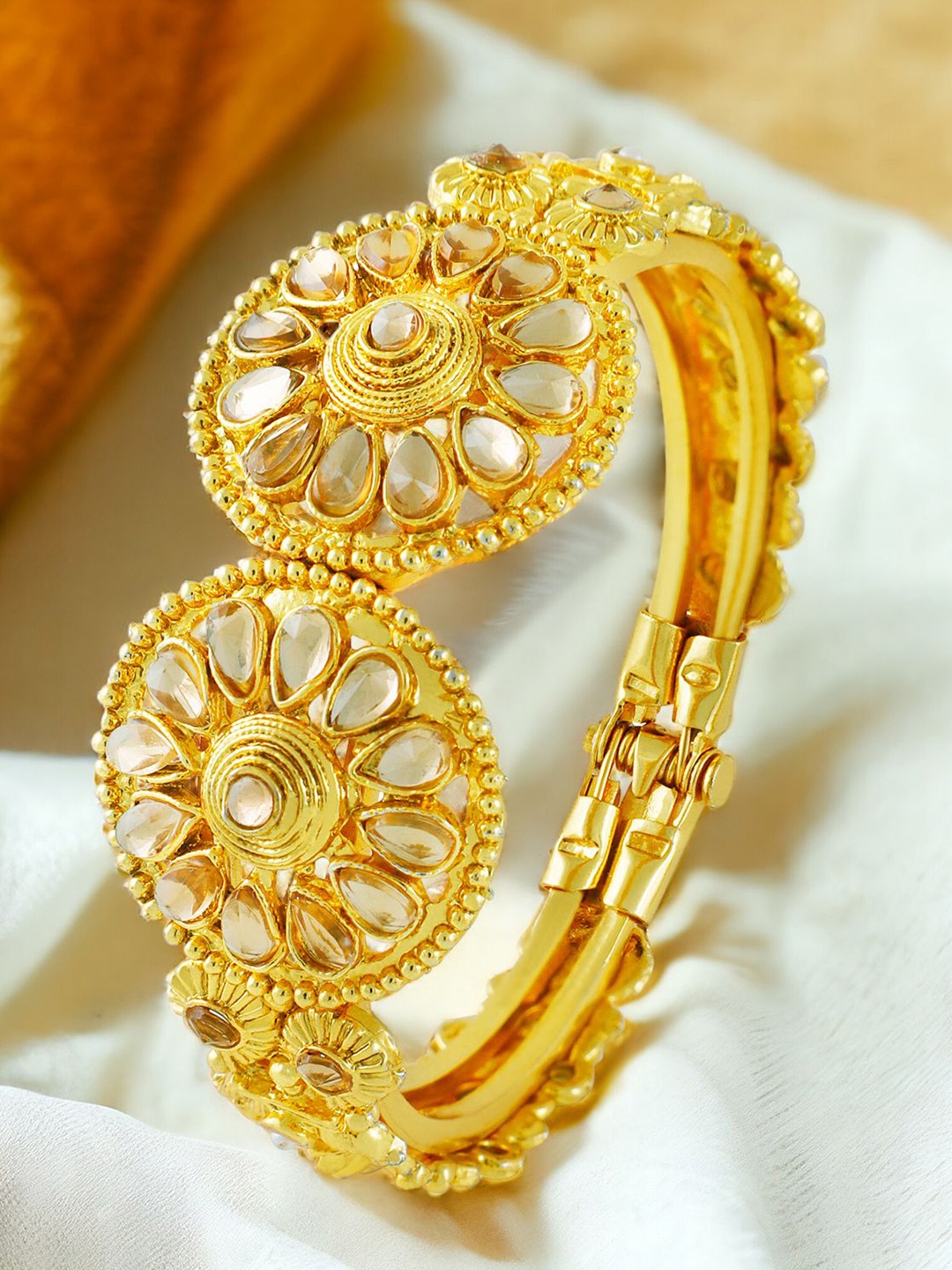 

Okos Gold-Plated Kundan Studded Kada Bracelet