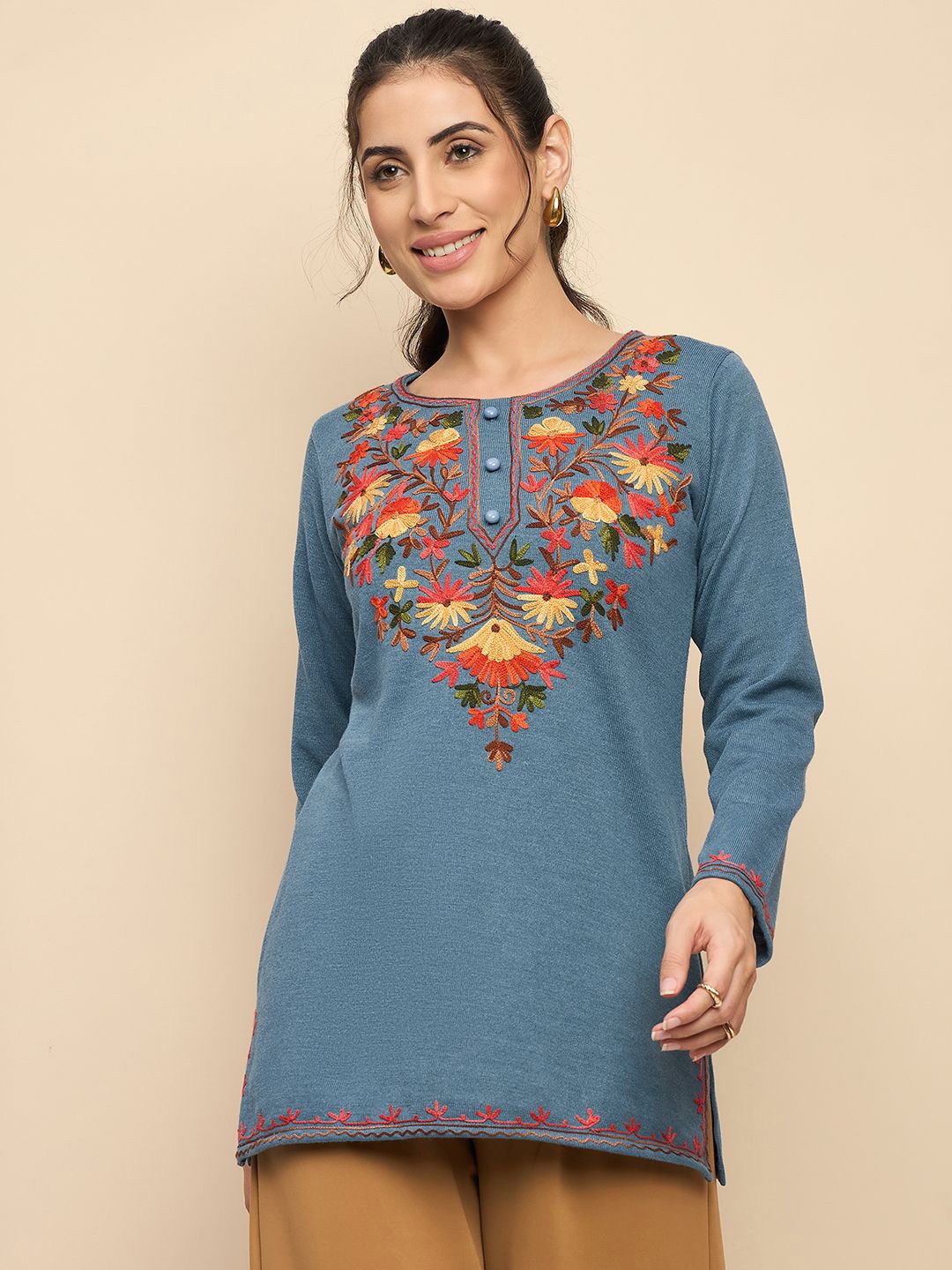 

CLAPTON Embroidered Pakistani Style Kurti, Blue