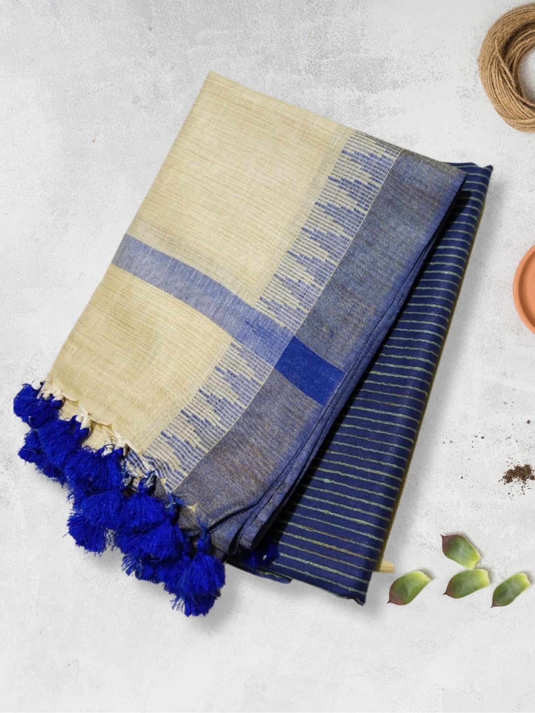 

RIYA SHREE Ikat Printed Pure Cotton Unstitched Dress Material, Navy blue