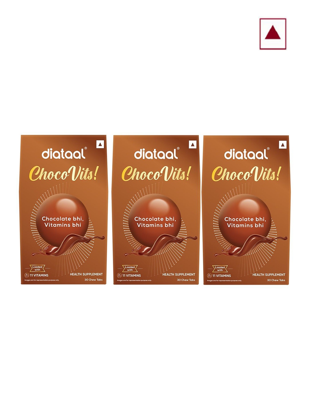 

Diataal Men Set Of 3 Chocovits Chocolate Multivitamins Tablets- 30 tab Each, Brown