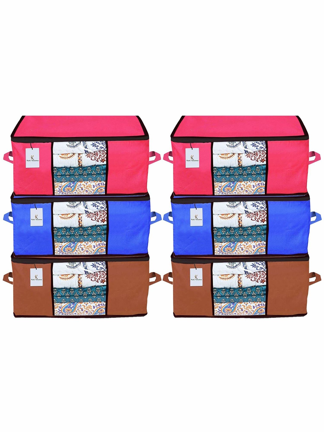 

Kuber Industries Pink & Blue 6 Pieces Underbed Drawer Organisers